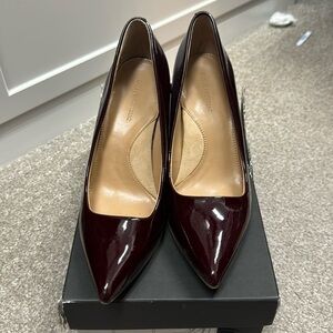 Maroon block heels